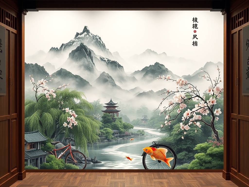 玄关风水画贴纸图片