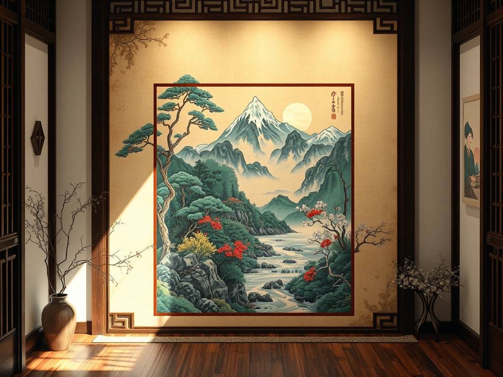 玄关风水画贴纸图片