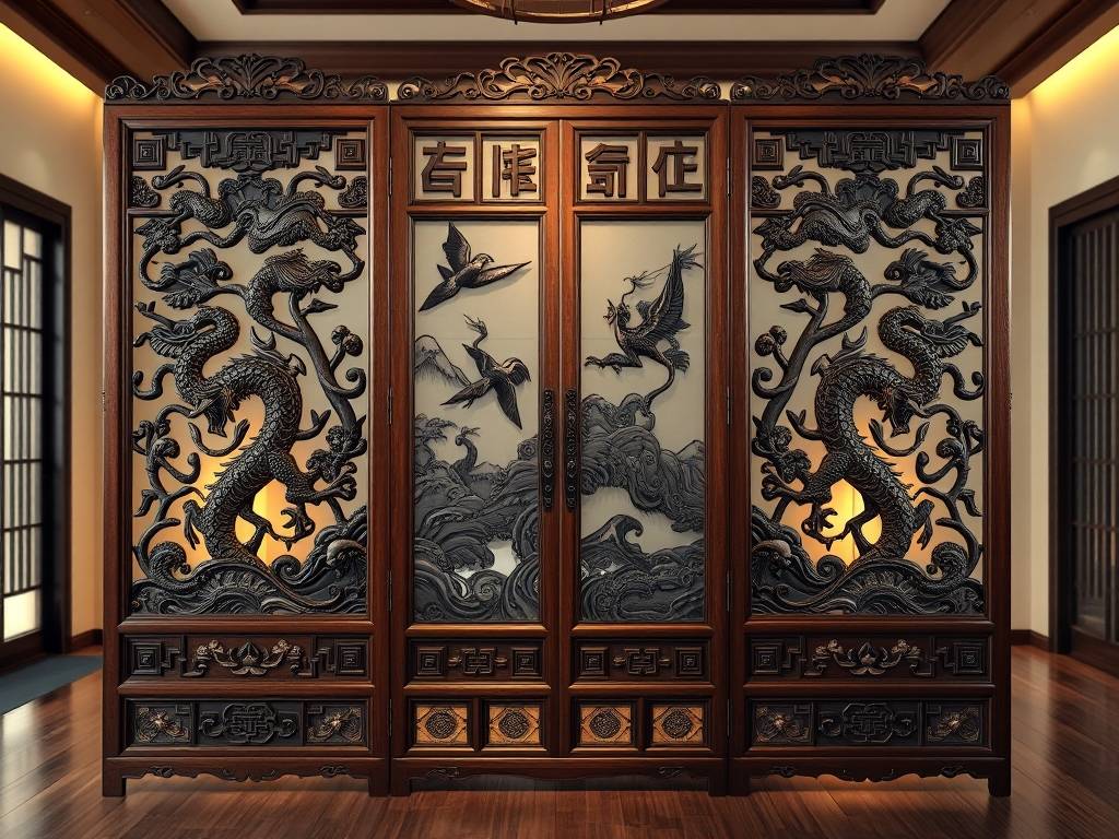 风水隔断玄关效果图