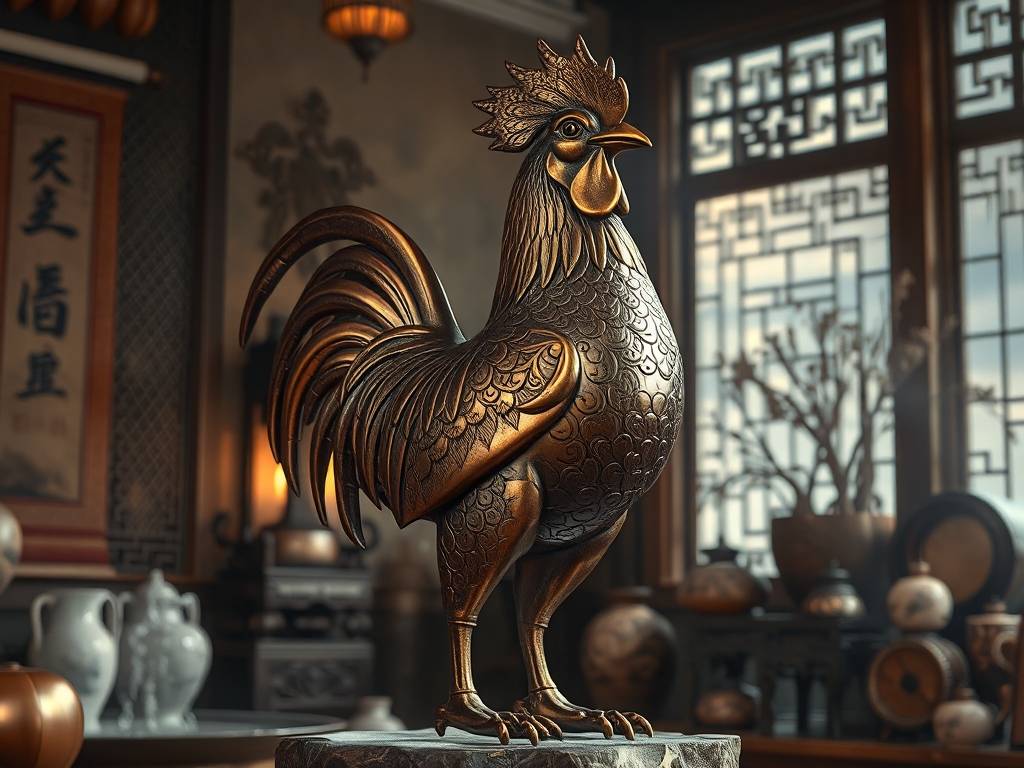 铜鸡摆件的风水作用
