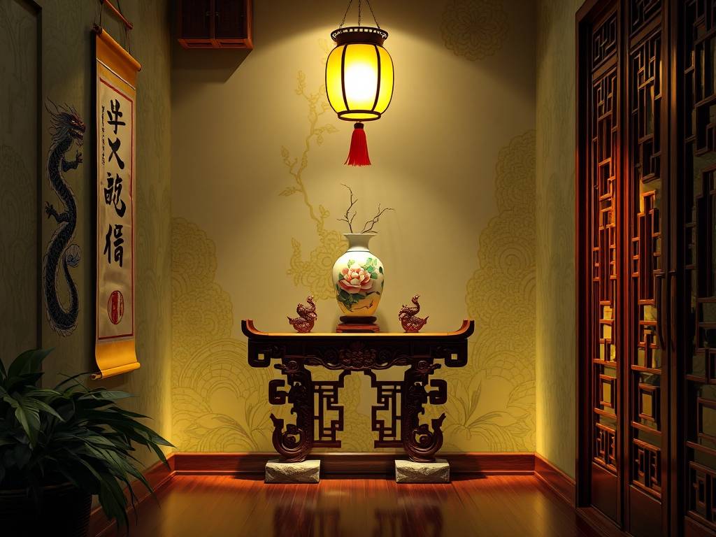 玄关条几摆放效果图