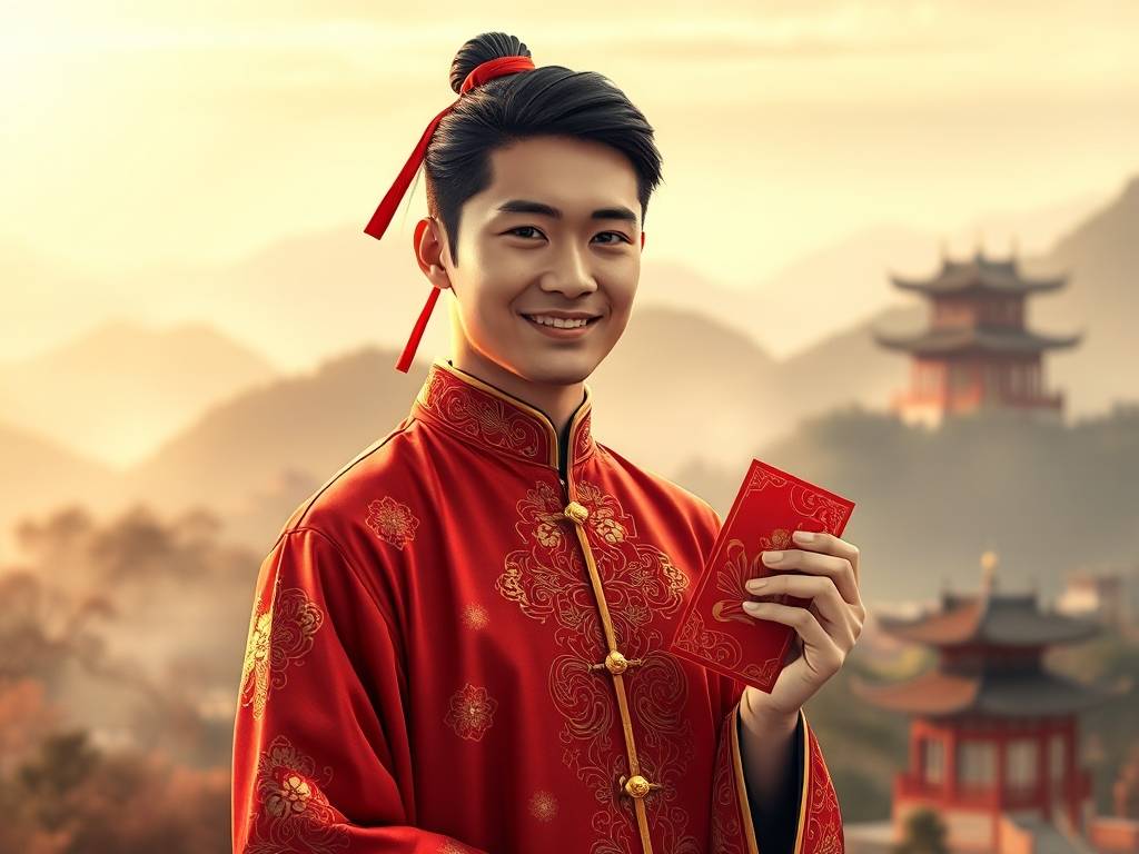 男生微信头像招财转运人像