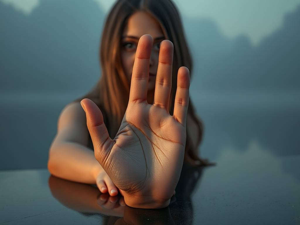 女孩手掌纹清晰没有一点杂质