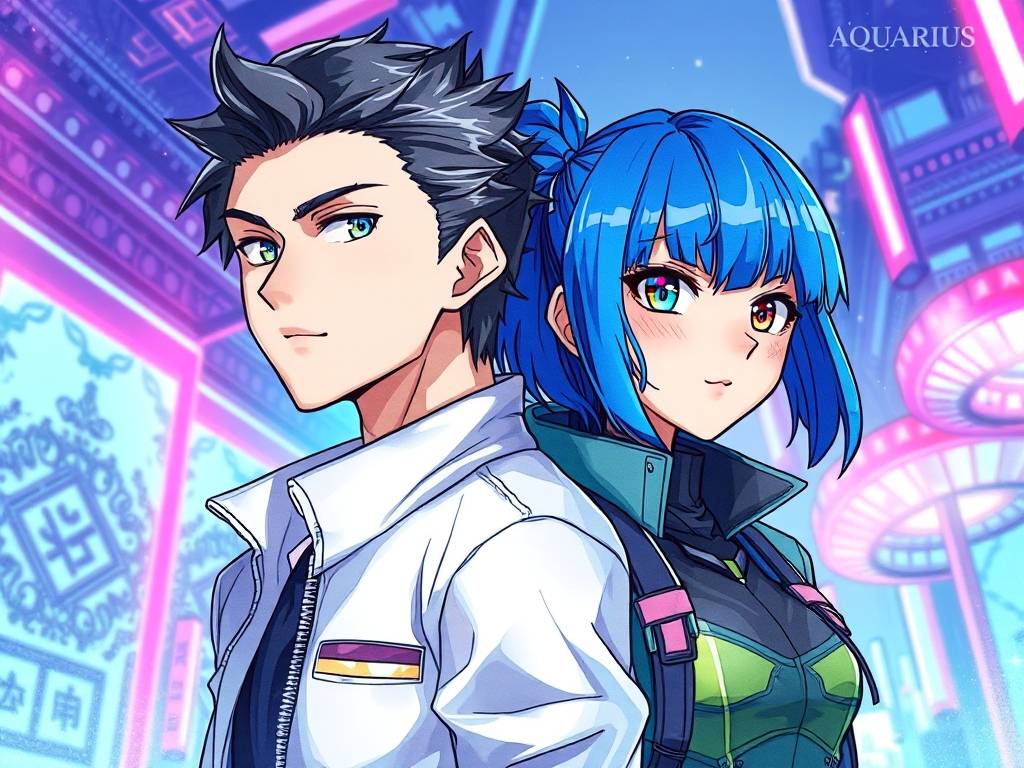 情侣时尚水瓶座头像动漫版