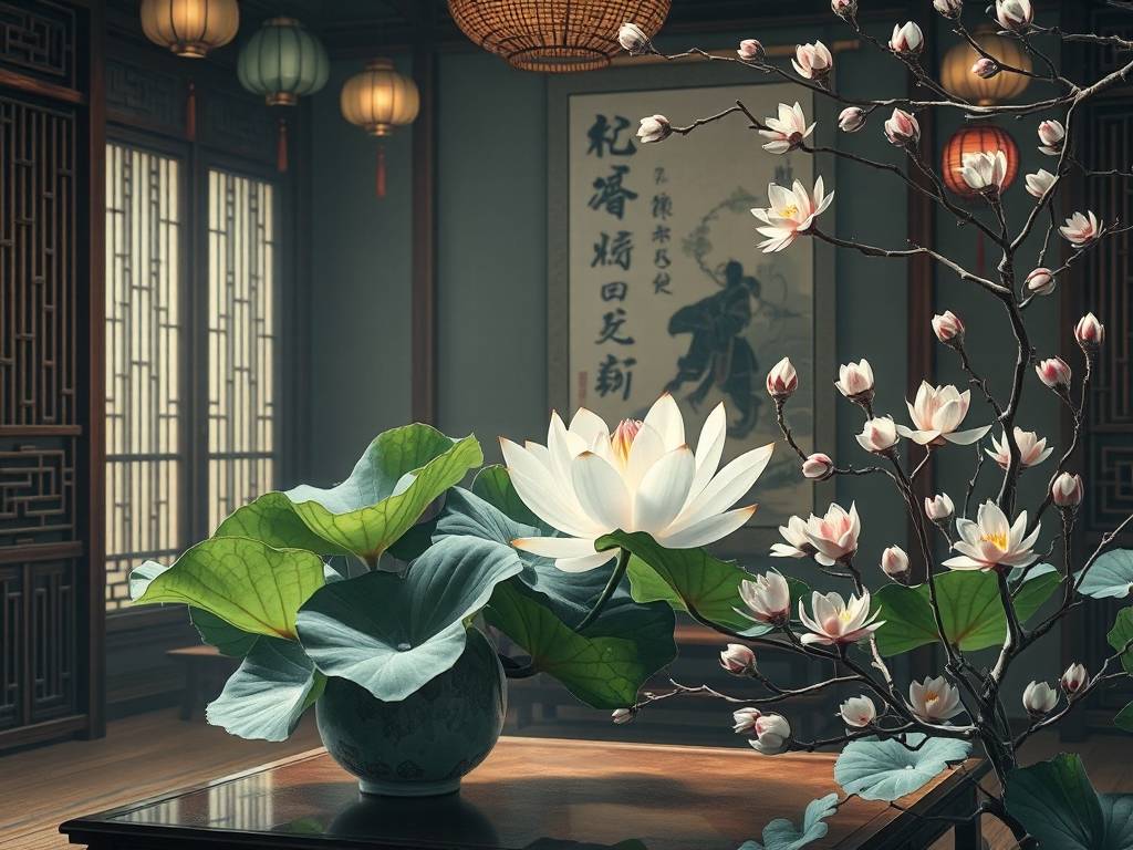 书房挂荷花还是梅花