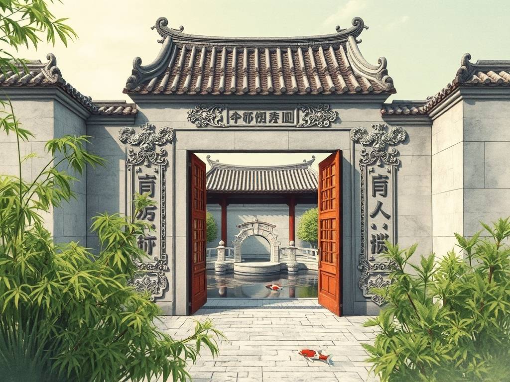 庭院门口风水墙图片效果图