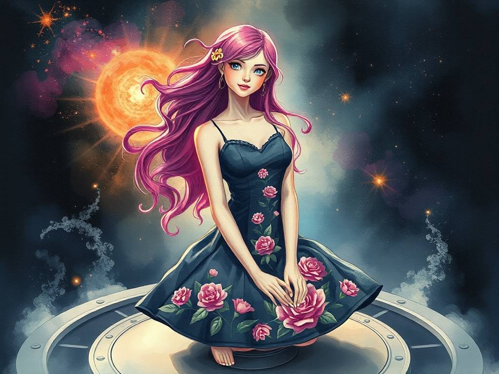 天蝎座时尚衣服图画女孩可爱
