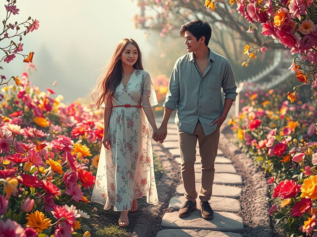 梦见和女朋友一起看花