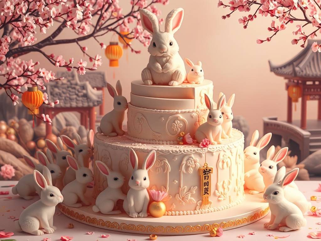 属兔人生日蛋糕图片