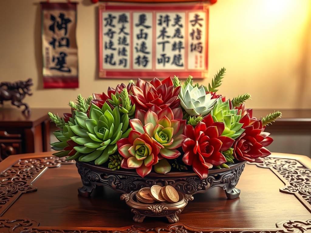 多肉招财风水摆放图