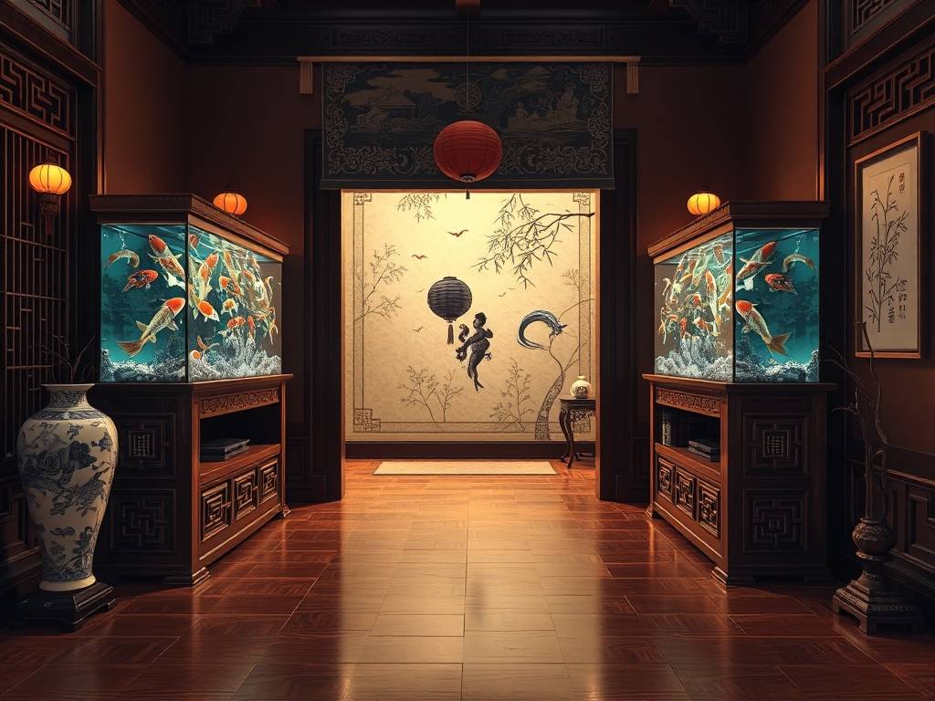 玄关柜带鱼缸装修效果图