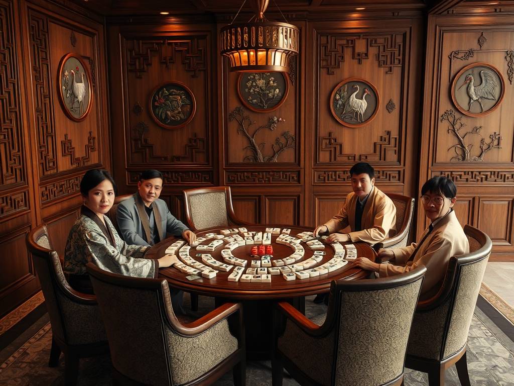 高级麻将室打牌的图片