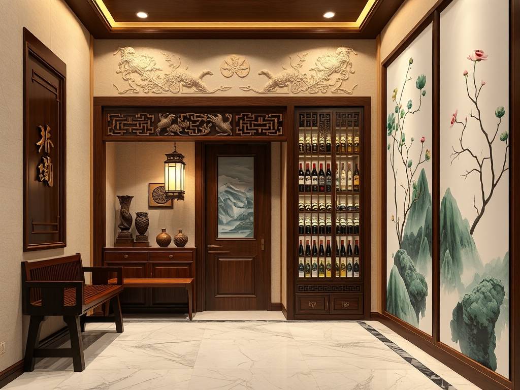 玄关酒柜一体效果图大全
