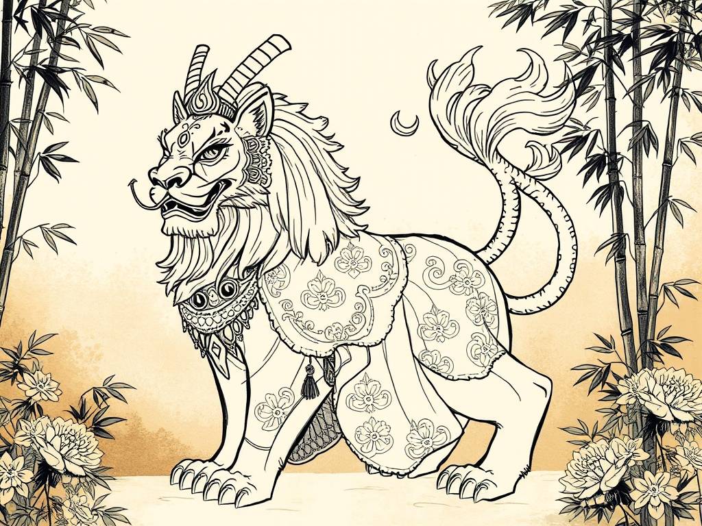 狮子座古装衣服简笔画图片