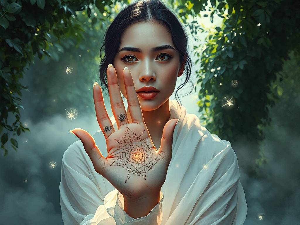 手指尖长掌纹的女人
