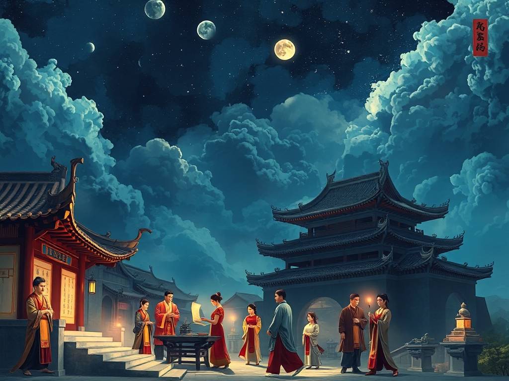 梦到天空出现古代景色和人物