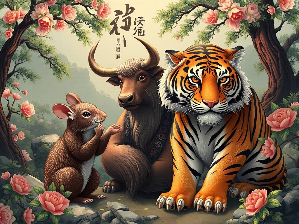 十二生肖子鼠丑牛寅虎