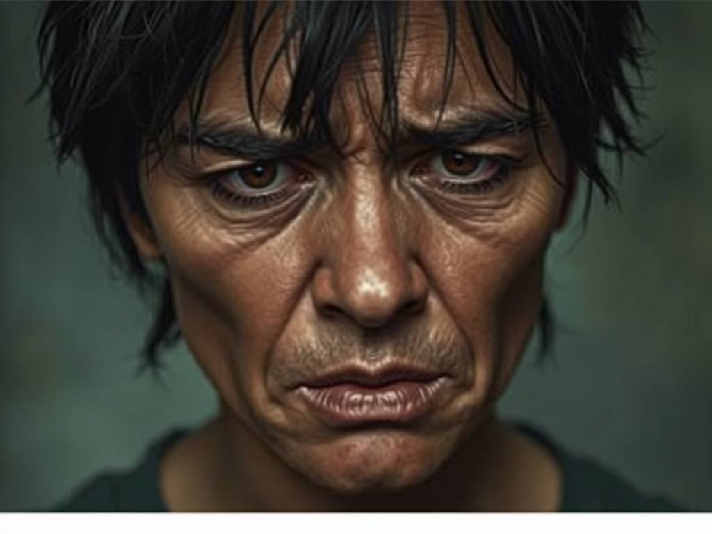 一脸苦相的人图片 眉毛杂乱又黑又粗