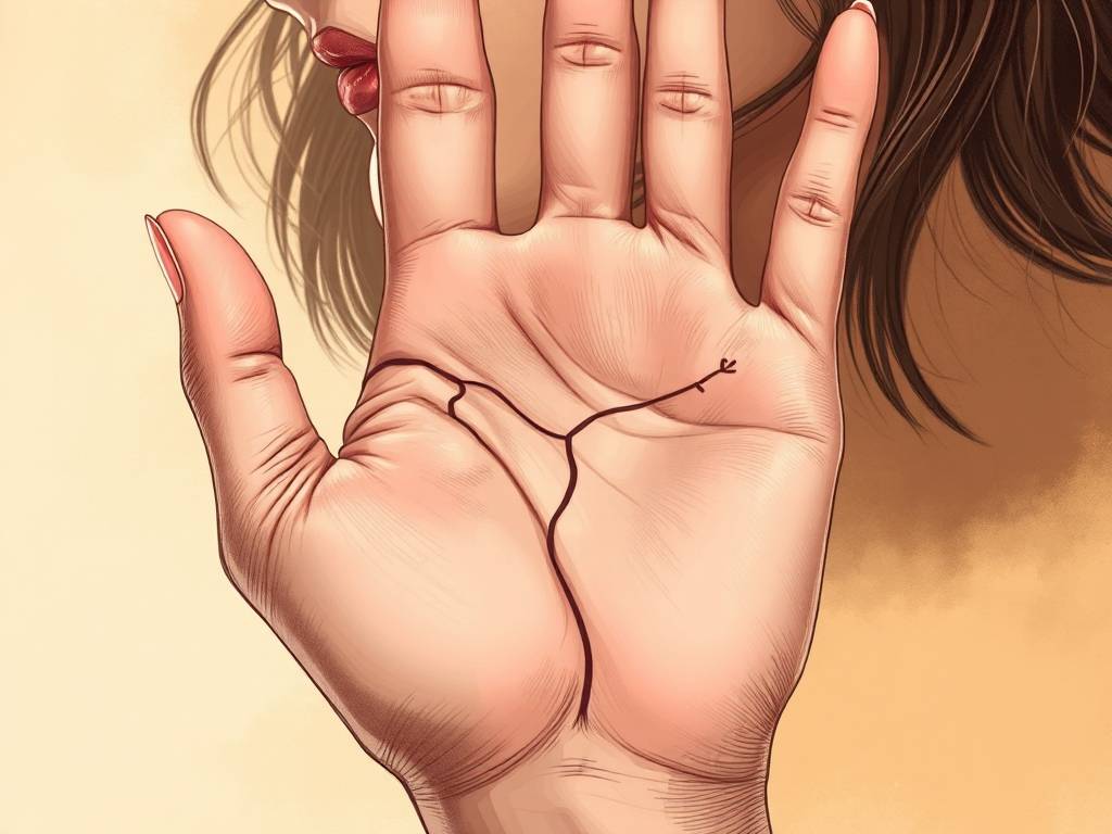 女人右手婚姻线分叉图解 情感波折大(dà)容易早婚