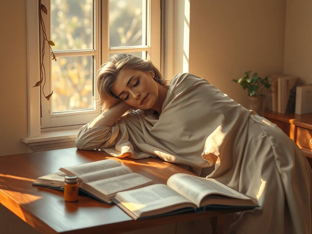趴在桌上的女士测试健康