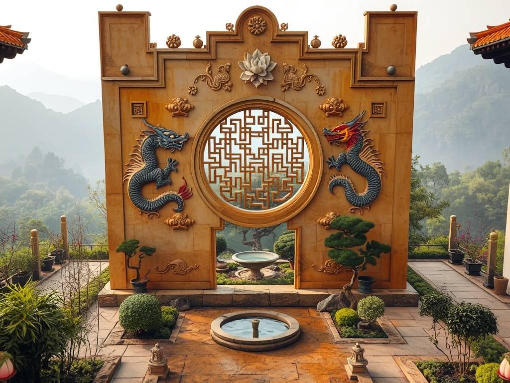 庭院风水墙设计效果图