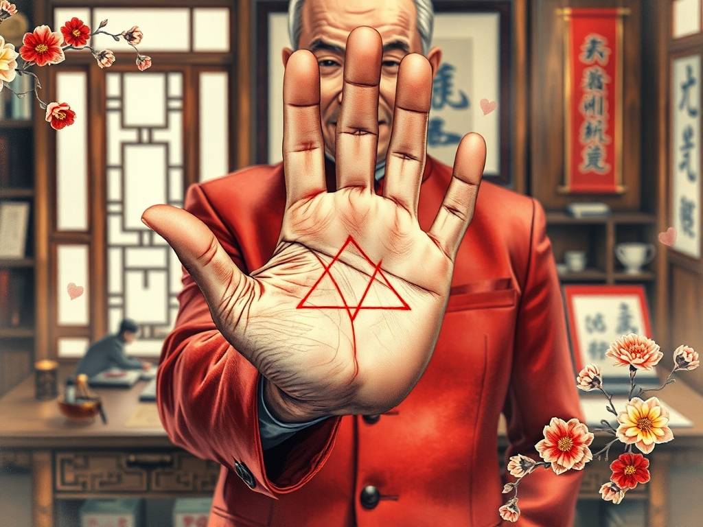 手相掌中心大三角纹 事业取得高光时刻