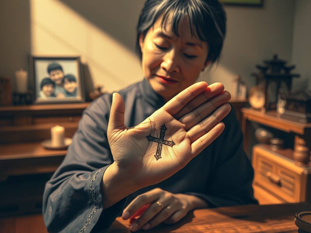 看手相神秘十字纹 家庭幸福热爱生活