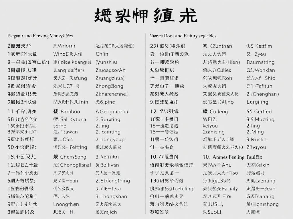 姓氏取名一览表