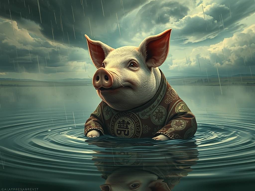 梦见猪掉水里了，或有灾难多小心