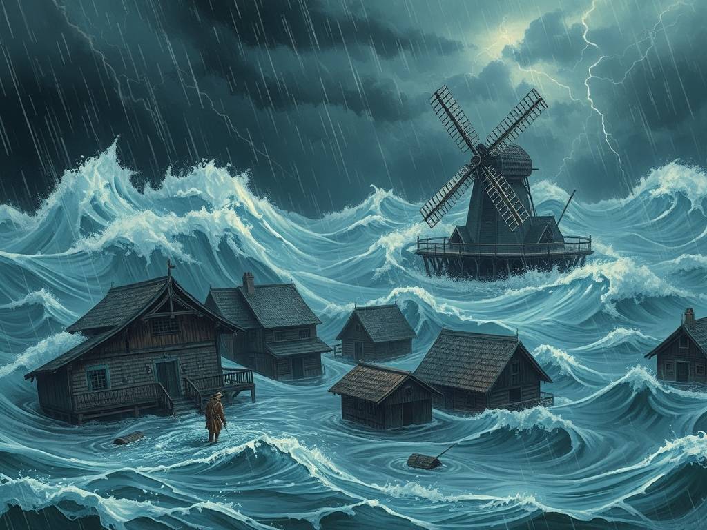 梦见洪水泛滥，上涨，滔天