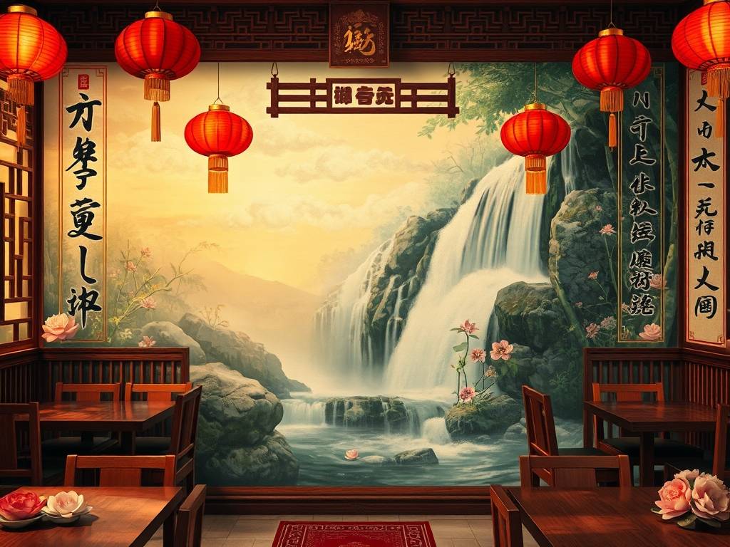 餐厅挂画的十种禁忌 瀑(pù)布图挂餐厅运势易反复