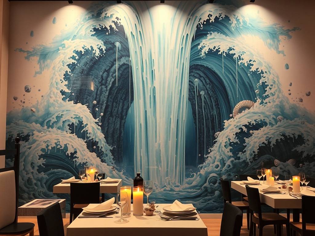 餐厅挂画的十种禁忌 瀑(pù)布图挂餐厅运势易反复