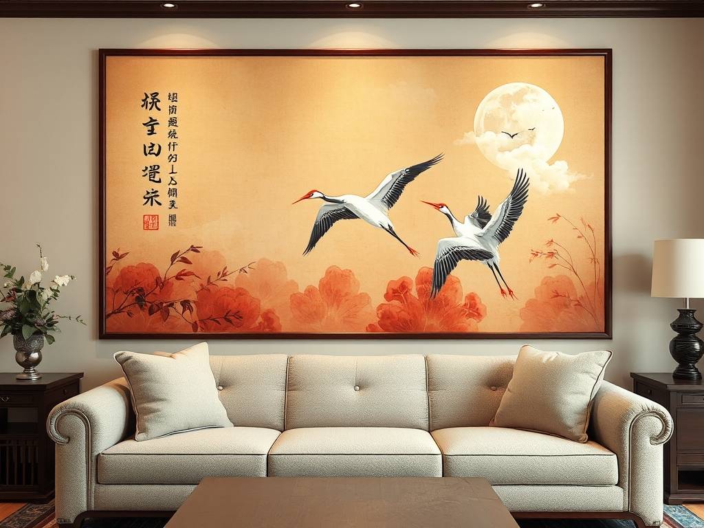 沙发背景墙挂什么画对家里風水好 家中挂画忌用玻璃装裱