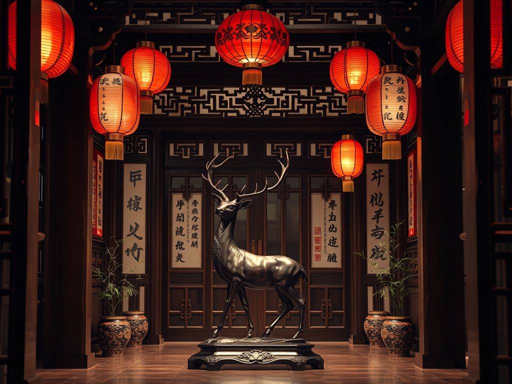 玄关上摆放鹿摆件风水