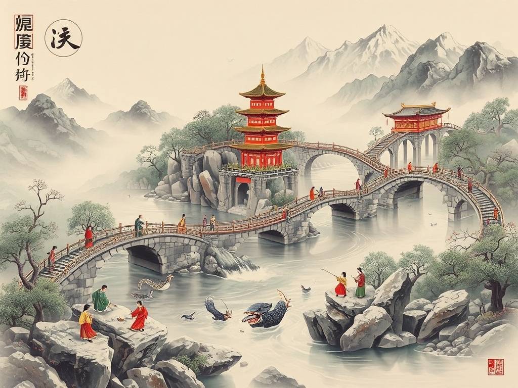 聚财好运的山水画 上水流程图招财最厉害