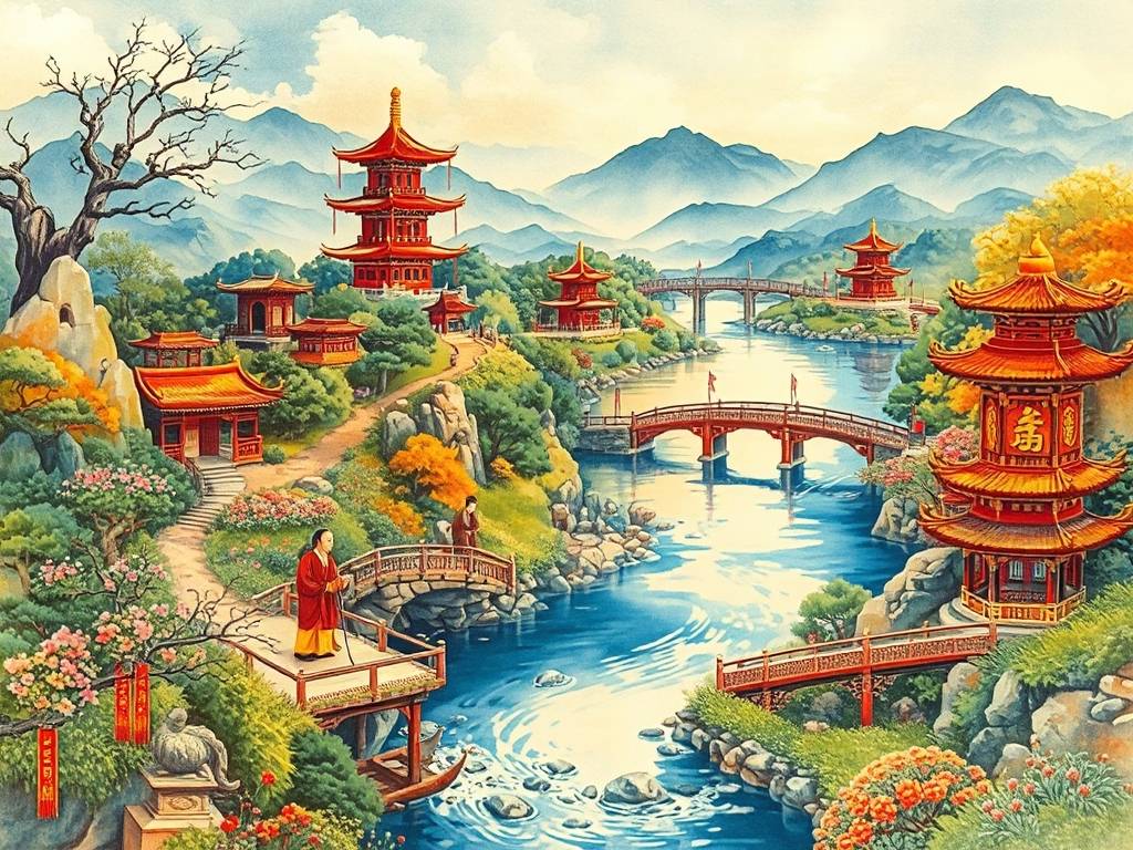 聚财好运的山水画 上水流程图招财最厉害