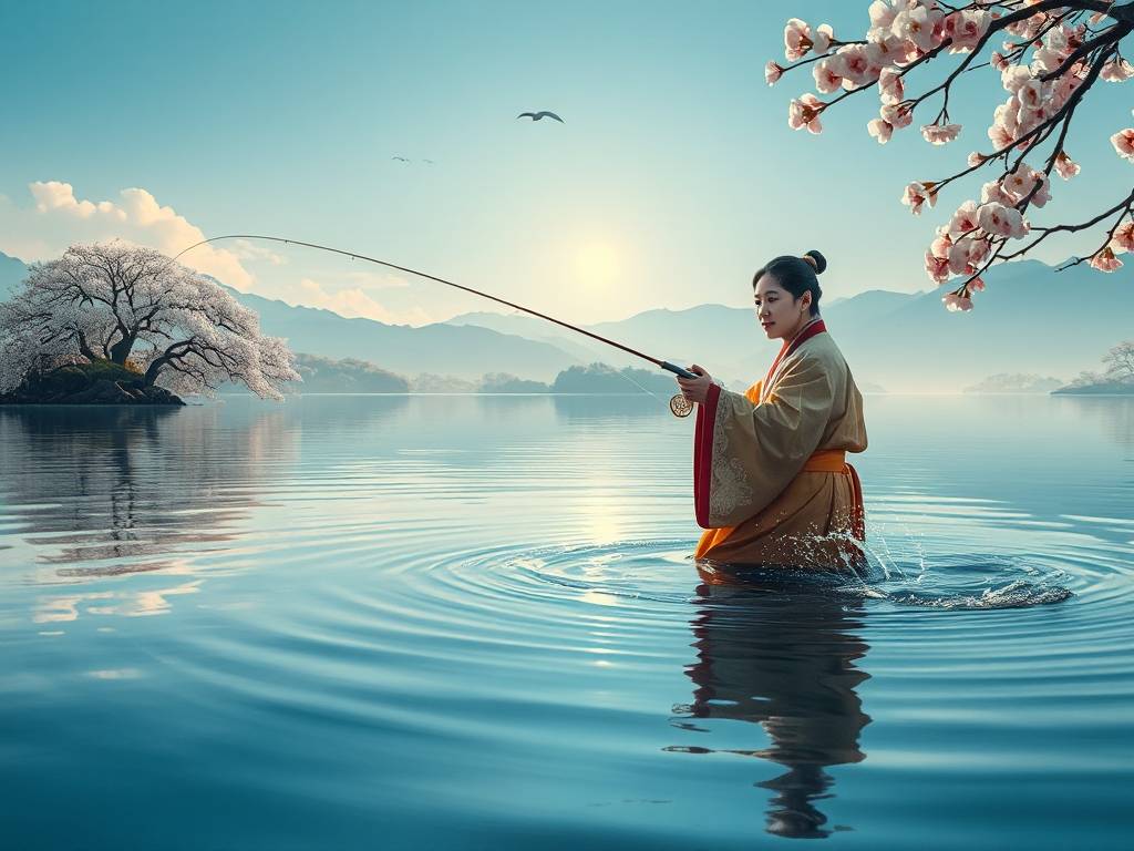 梦见钓鱼被鱼拉下水何意？桃花在正东方