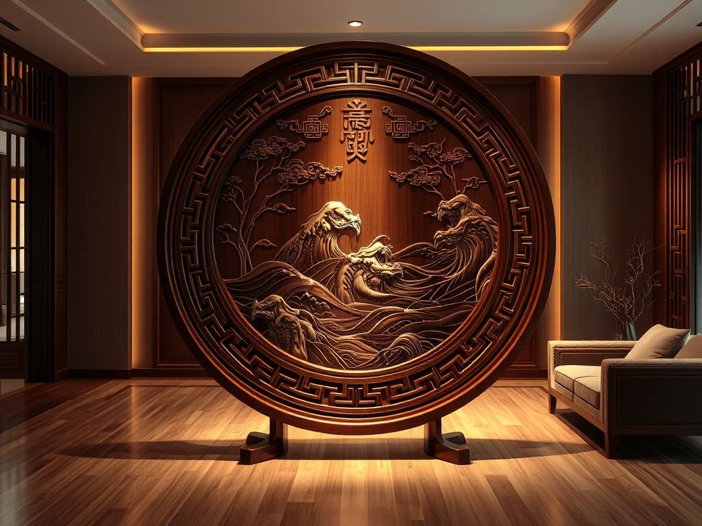 客厅屏风气运最旺的图案 圆形图案屏风有化煞作用