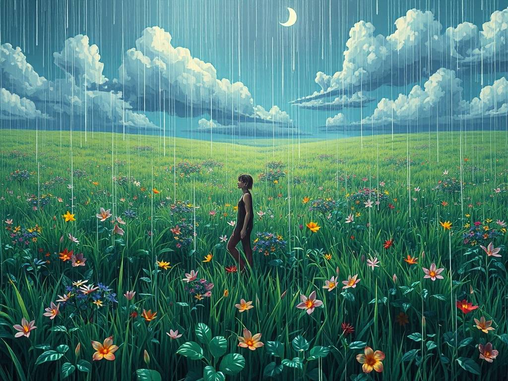 梦见雨水，梦见花草被雨水淋湿