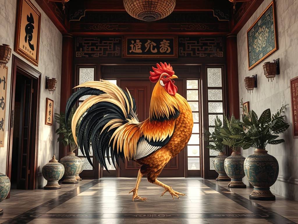最旺入(rù)门玄关正对大门摆件 雄鸡图挂玄关辟邪镇宅