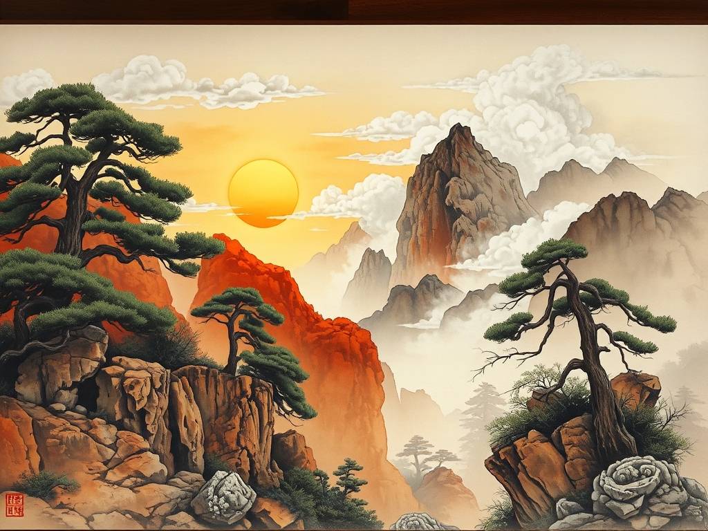 进门最旺的挂画 泰山日出画挂玄关吉利