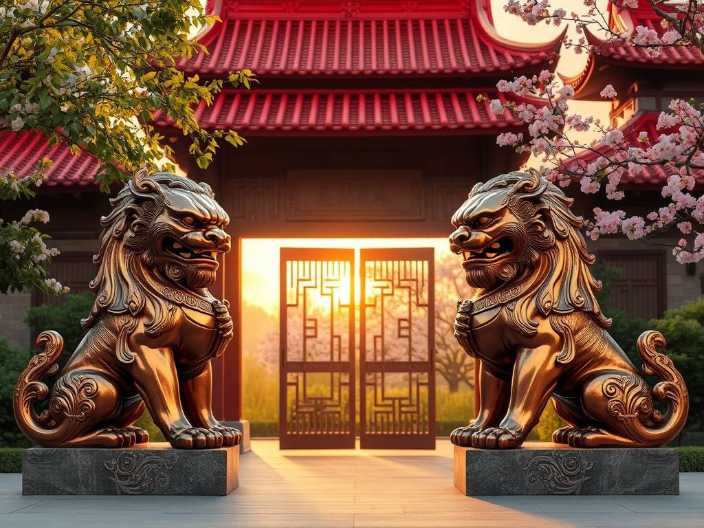 家门口放什么辟邪镇宅 铜狮子(zi)能生水可旺财