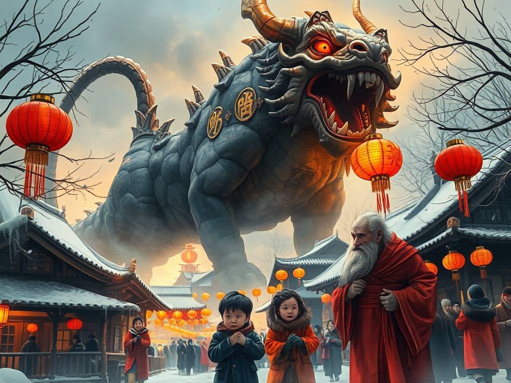 春节年兽的传说故事 民间故事年兽的传说