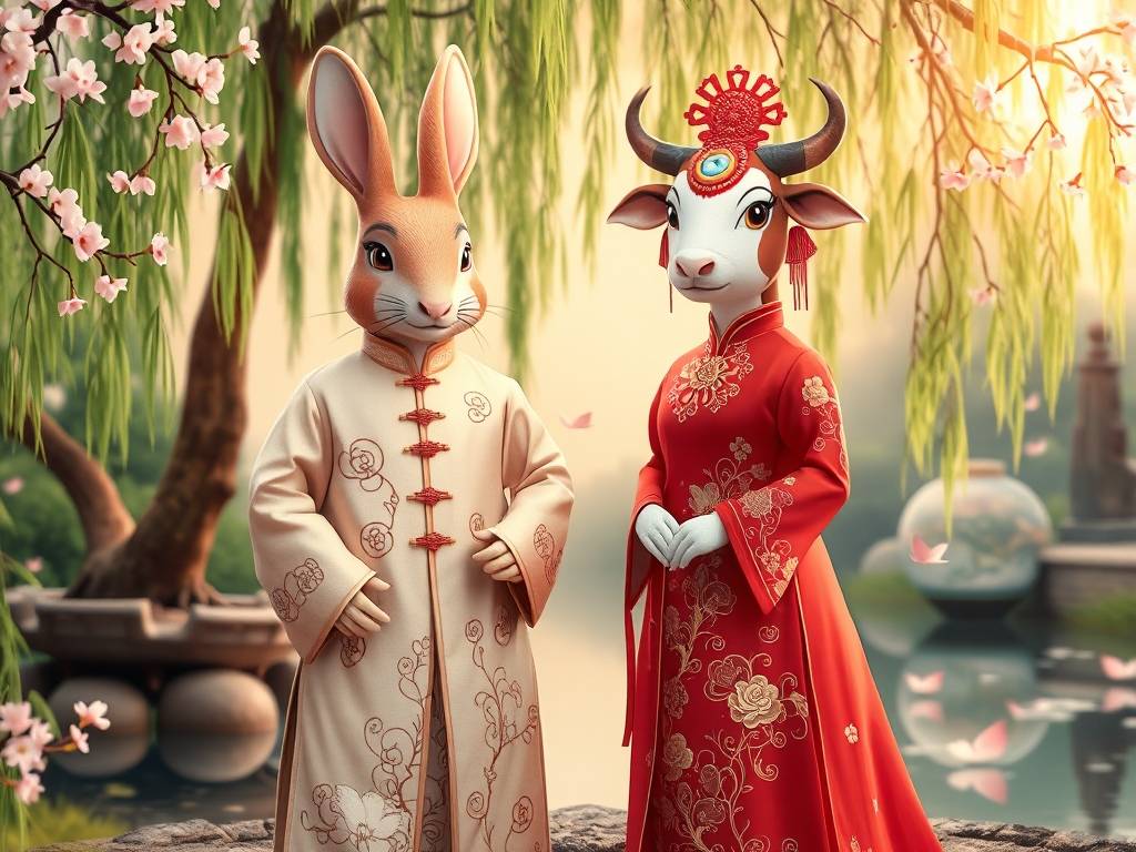 属兔的最佳婚配表 男(nán)兔女牛是桩美满的姻缘