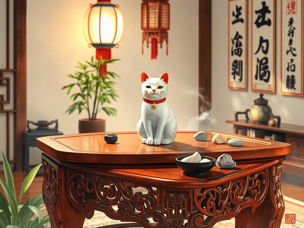 桌上放小猫摆件风水