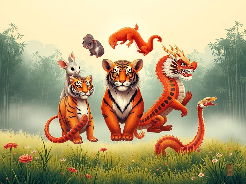 子鼠,丑牛,寅虎,卯兔,辰龙